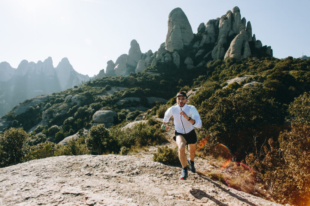 man running in the mountains