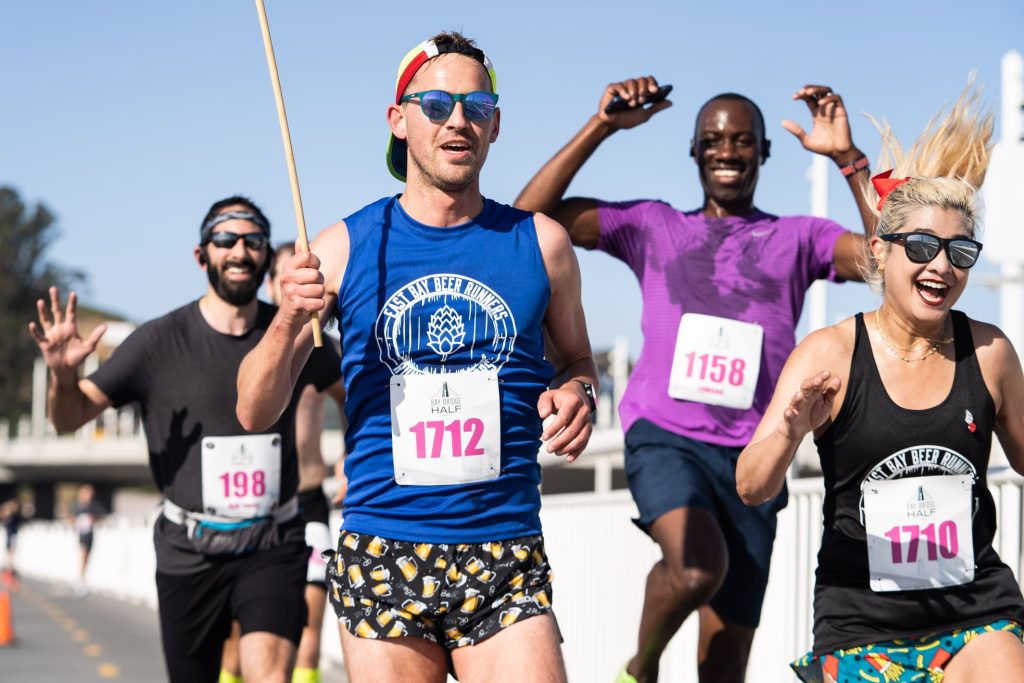 Runners enjoying the beautiful course of the Bay Bridge Half Marathon