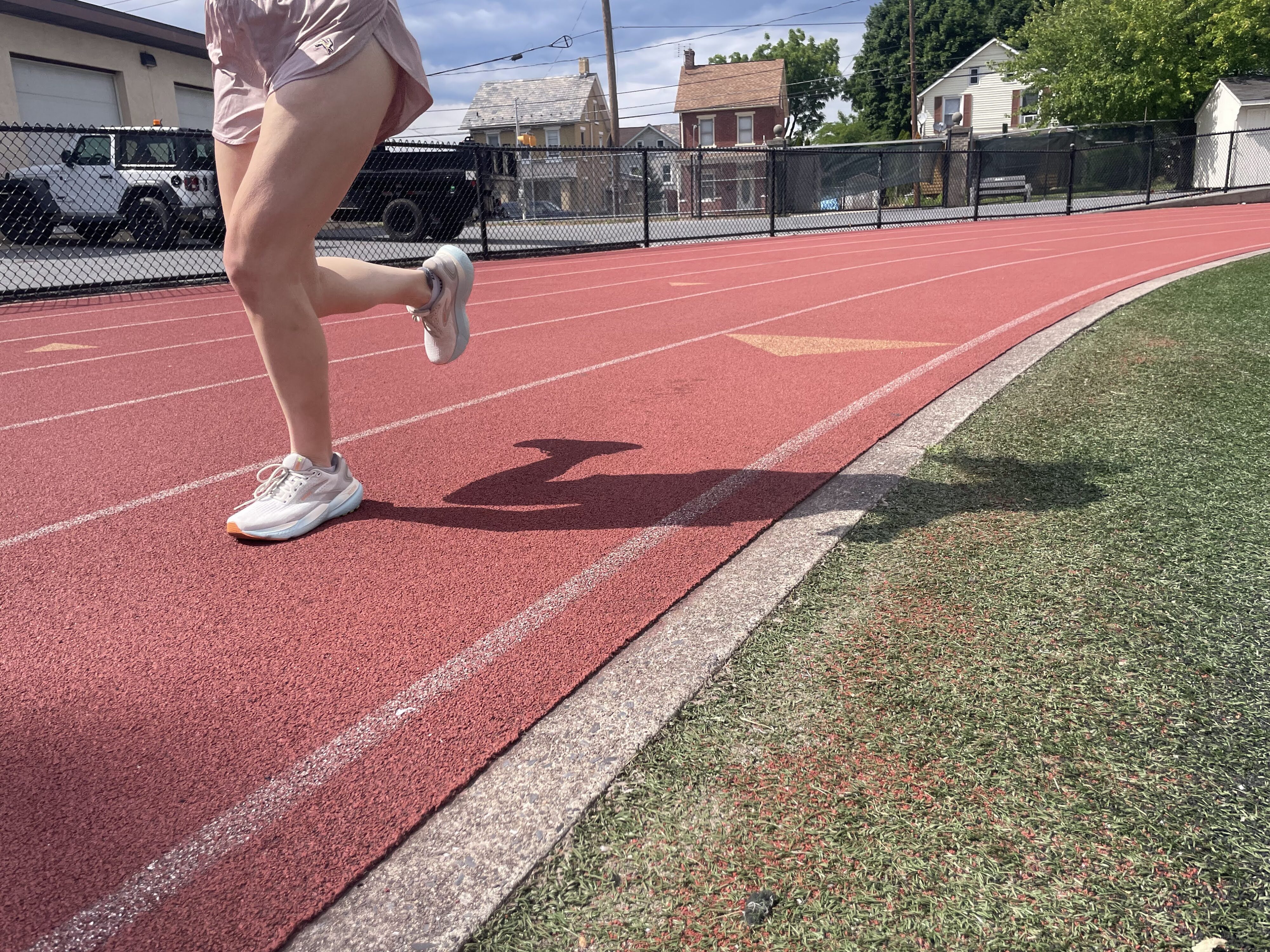 Our writer running in the Brooks Glycerin 21 on a track during testing.